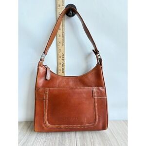 Kenneth Cole Vintage Leather Shoulder Bag Cognac Brown Y2K Minimalist Purse